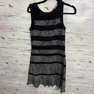 Michael Kors Black and White Sleeveless Dress ruffle size xs